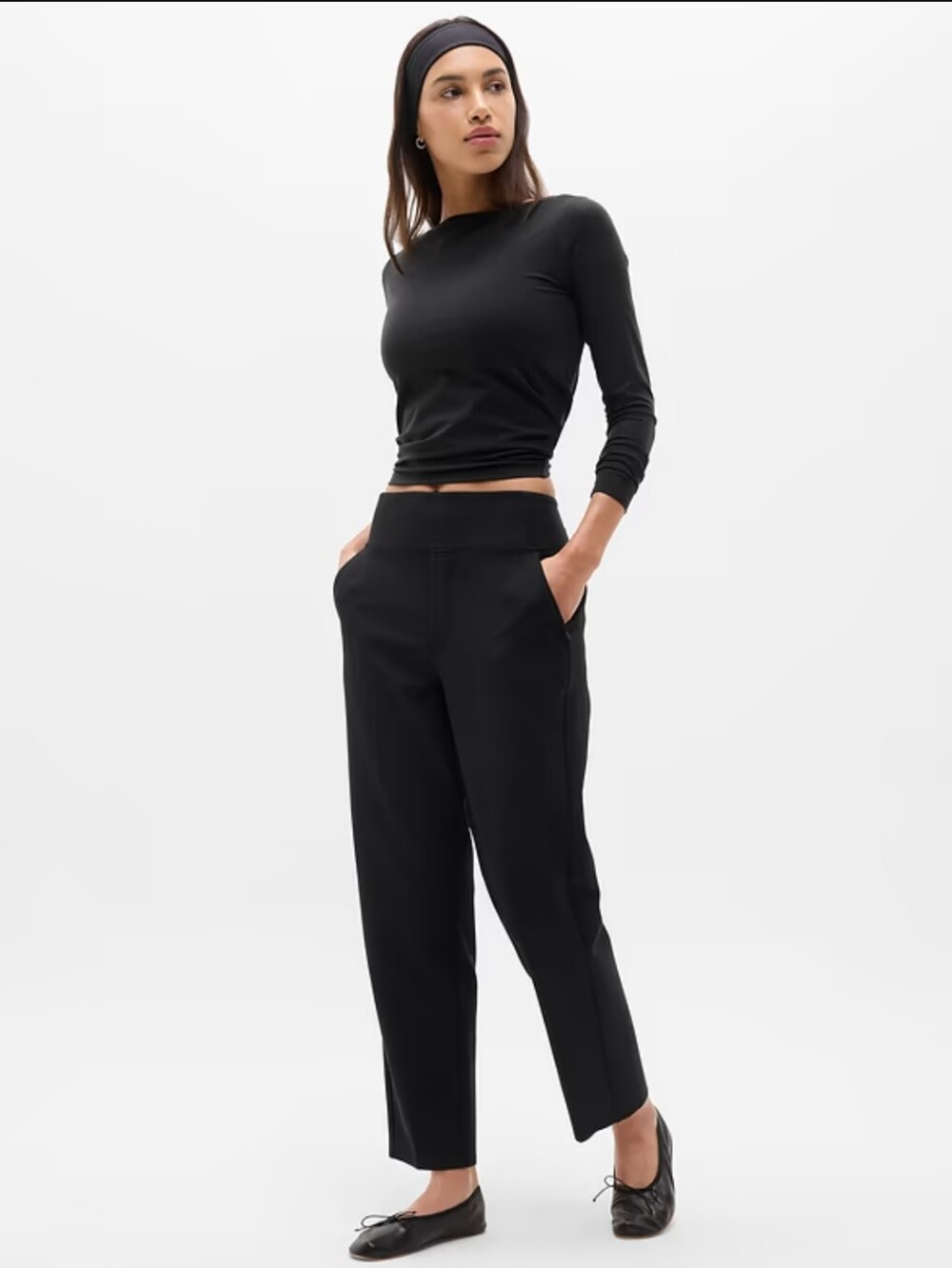 Endless High Rise Pant Black 8, Textured, stretch fabric, tapered fit, Women's